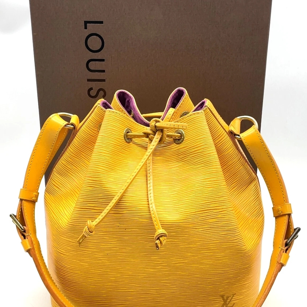 Authentic Louis Vuitton Yellow Epi Petit Noe Shoulder Bag